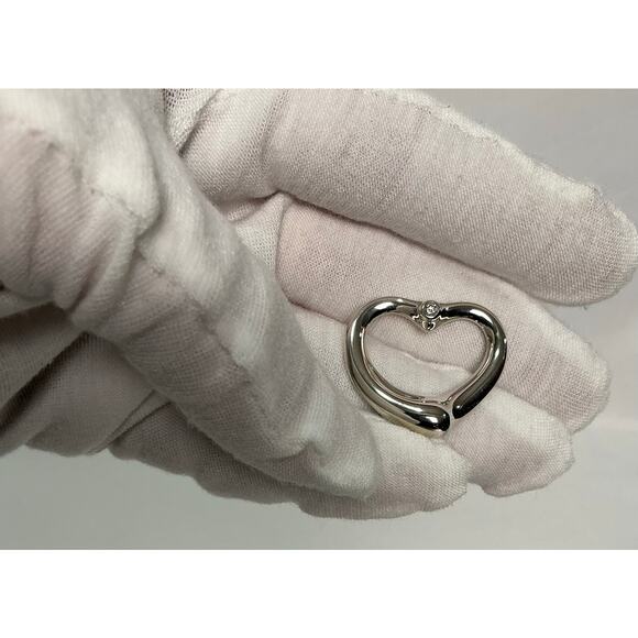 Tiffany & Co diamond open heart pendant 925 silver Elsa Peretti - Picture 7 of 9